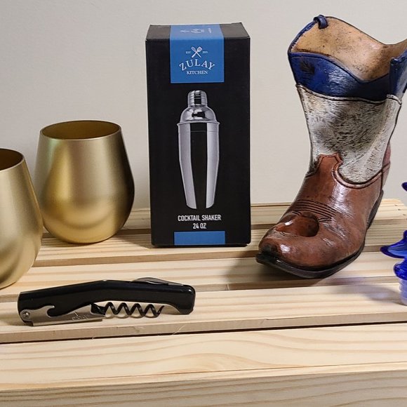 Other - Lone Star Boot Bottle Holder, Wine Glasses Gold, Zulay Cocktail Shaker, Wine Sto